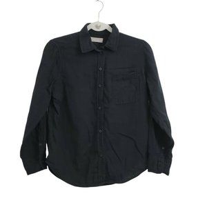 Everlane Womens Top 4 Black Button Up Long Sleeve Cotton Shirt Collared Pockets
